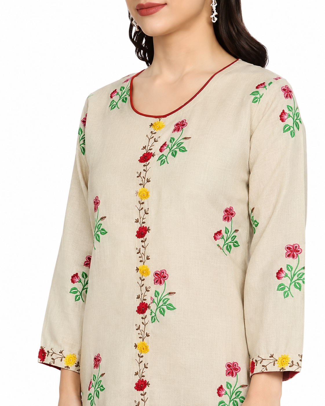 Women Kurta Set with Emrodary Work Fancy Kurti with Bottom