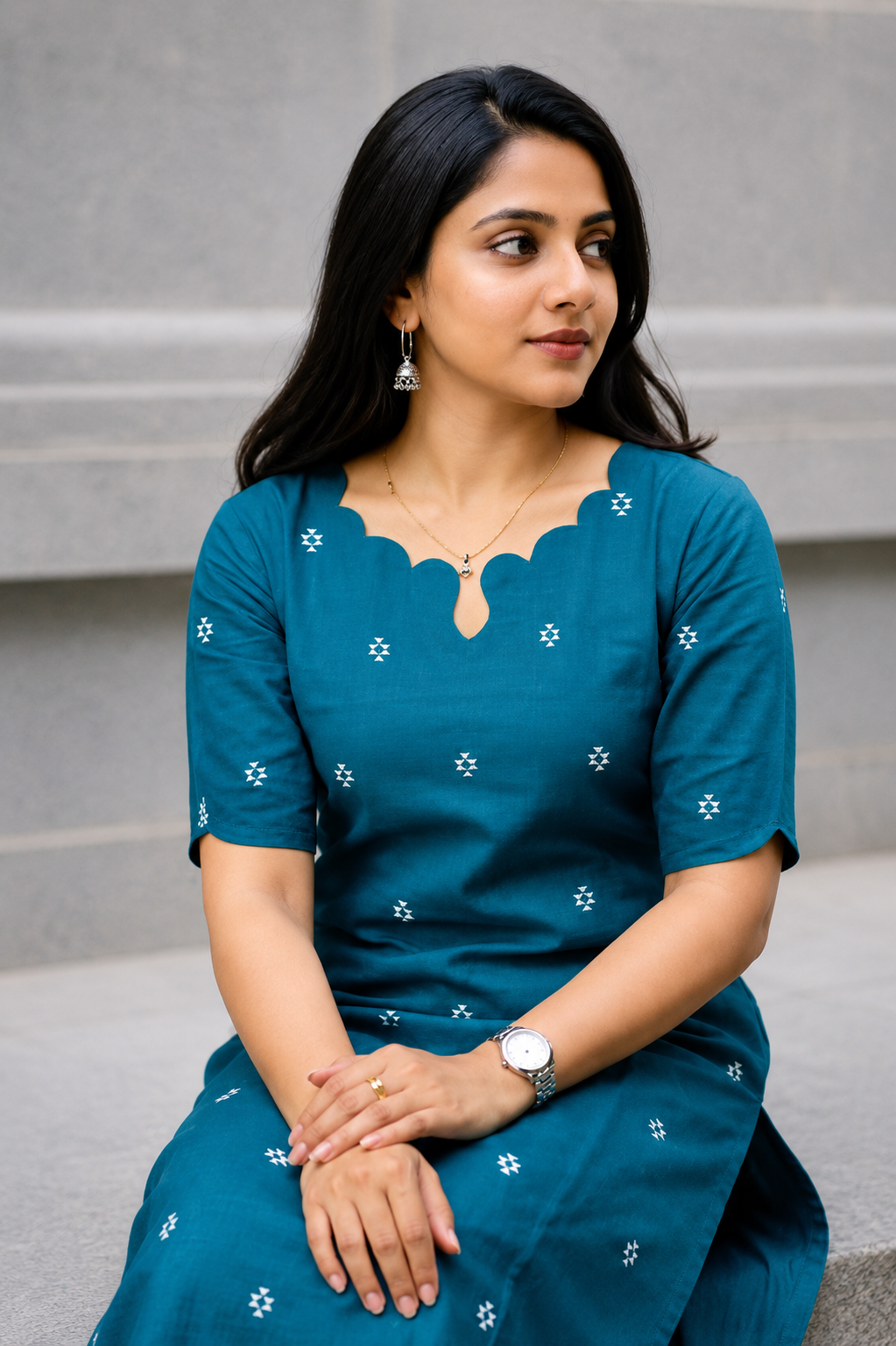 Morpeach Khadi Cotton Printed Kurti Women