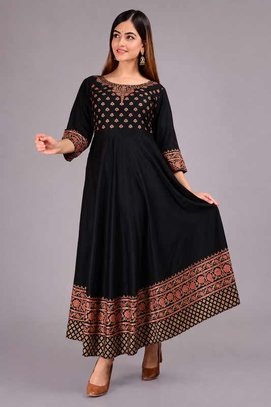 Black Anarkali Kurti for Women