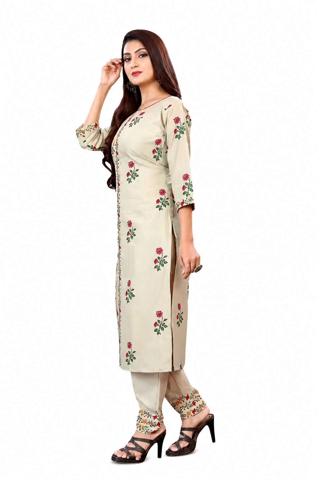 Women Kurta Set with Emrodary Work Fancy Kurti with Bottom