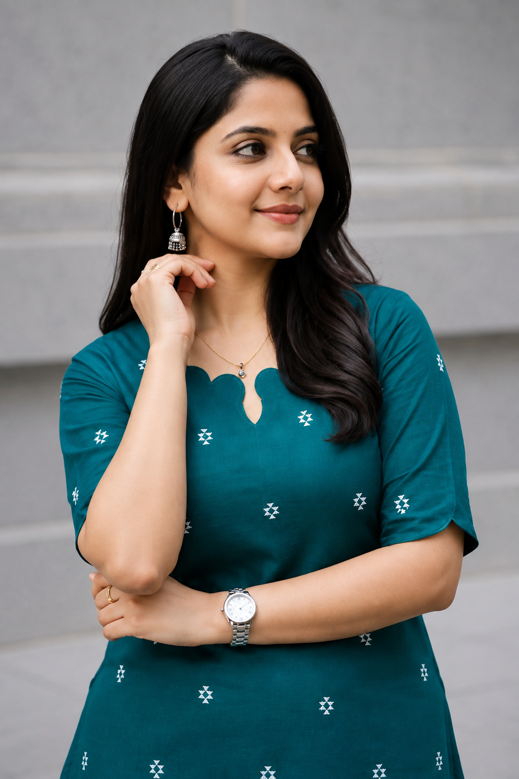Morpeach Khadi Cotton Printed Kurti Women