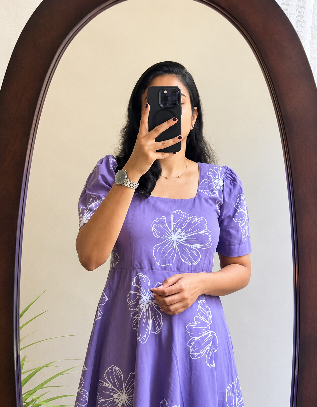 Lavender Floral Printed Rayon Kurti for Women