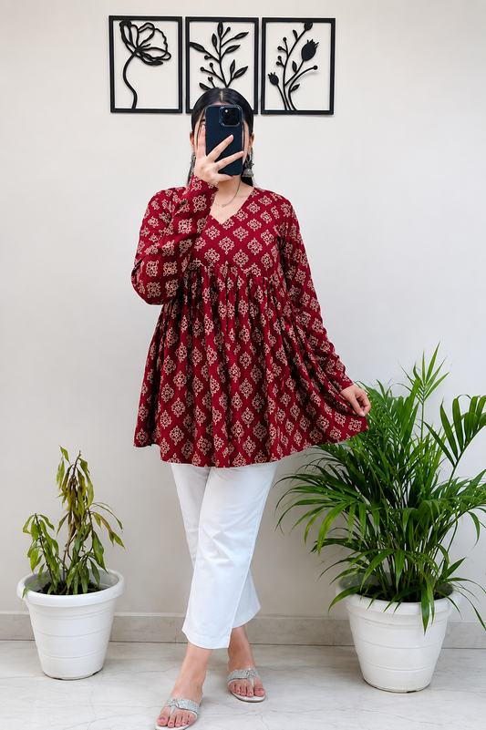Jaipuri Printed Cotton Tops Combo Pack of 2