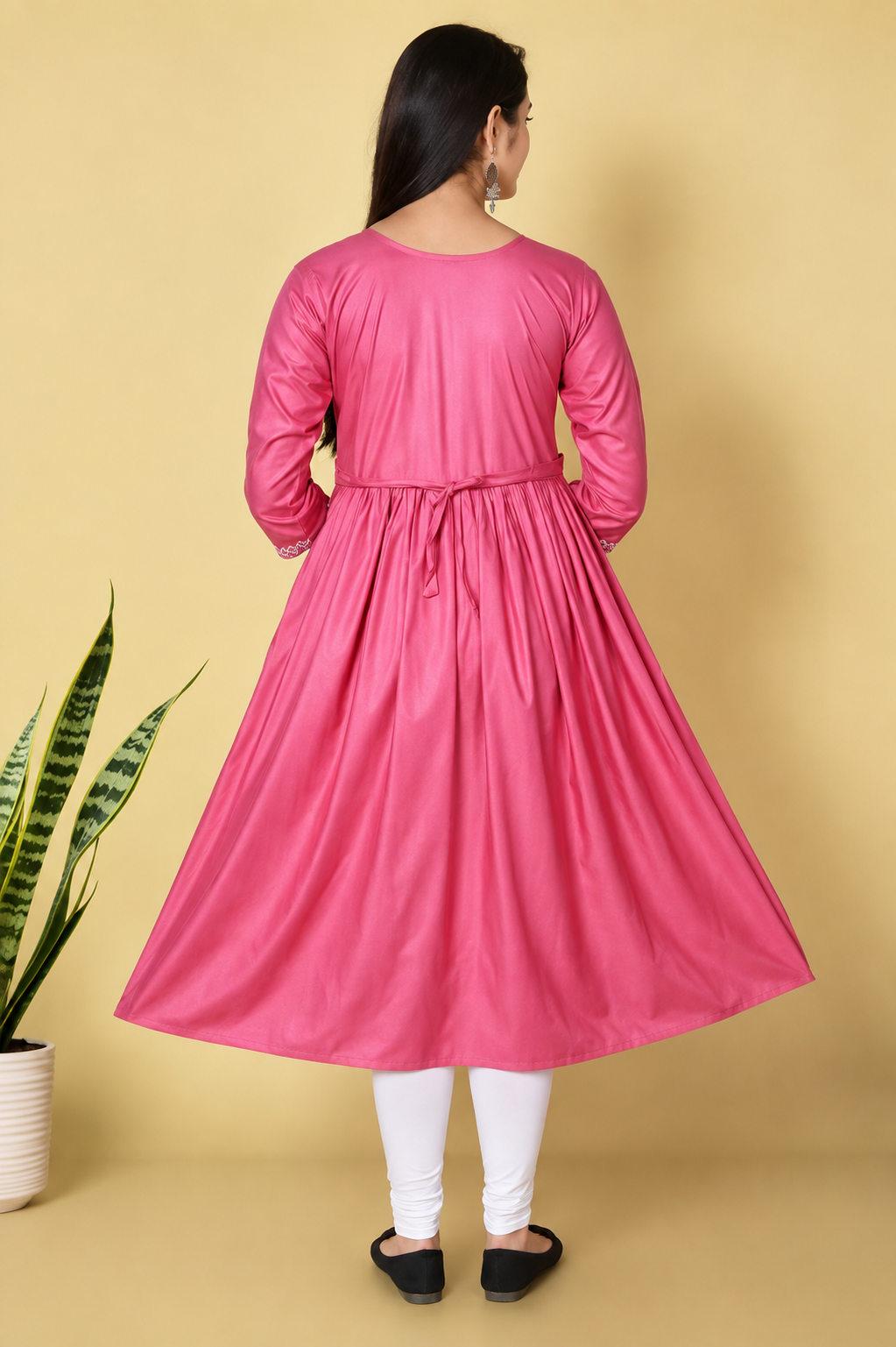 Pink Embroidered Anarkali Kurti for Women